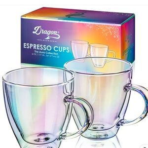 Dragon Glassware 6 oz Aura Double Walled Glass Espresso Cups